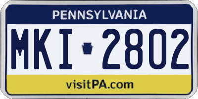 PA license plate MKI2802