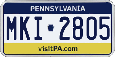 PA license plate MKI2805
