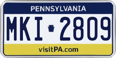 PA license plate MKI2809