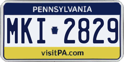 PA license plate MKI2829