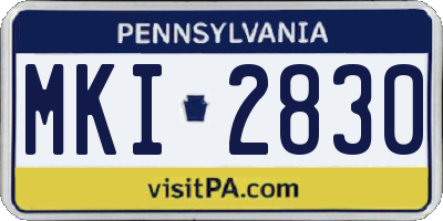PA license plate MKI2830