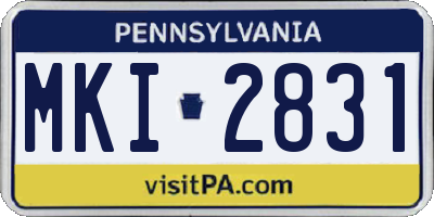 PA license plate MKI2831