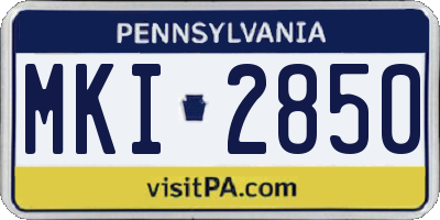 PA license plate MKI2850
