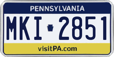PA license plate MKI2851