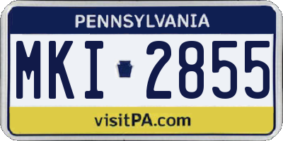 PA license plate MKI2855