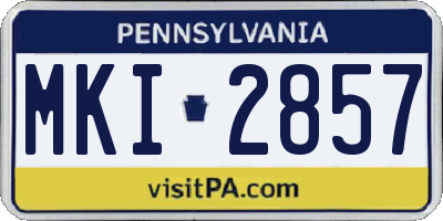 PA license plate MKI2857