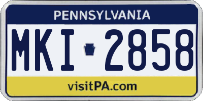 PA license plate MKI2858