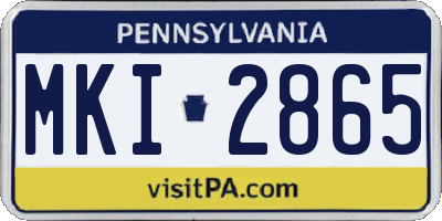 PA license plate MKI2865
