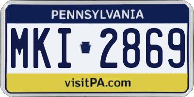 PA license plate MKI2869