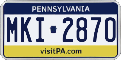 PA license plate MKI2870