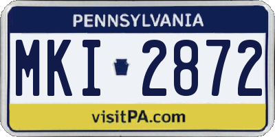 PA license plate MKI2872
