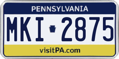 PA license plate MKI2875