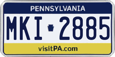 PA license plate MKI2885