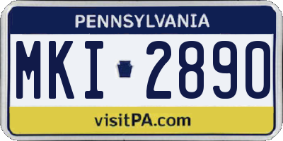 PA license plate MKI2890