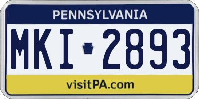 PA license plate MKI2893