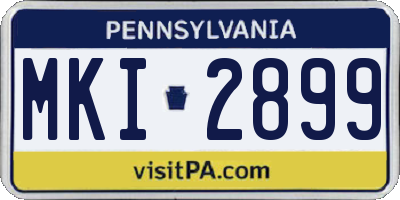 PA license plate MKI2899