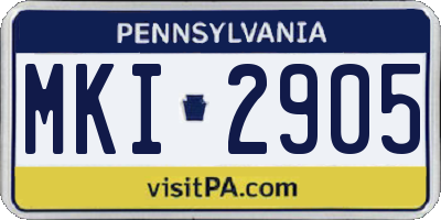 PA license plate MKI2905