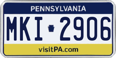 PA license plate MKI2906
