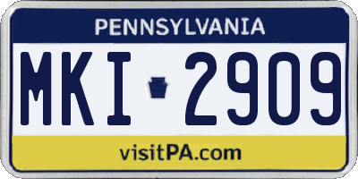 PA license plate MKI2909