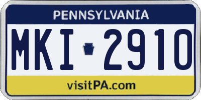 PA license plate MKI2910
