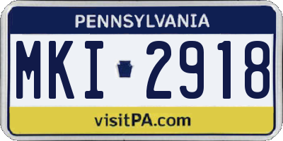 PA license plate MKI2918