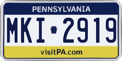 PA license plate MKI2919