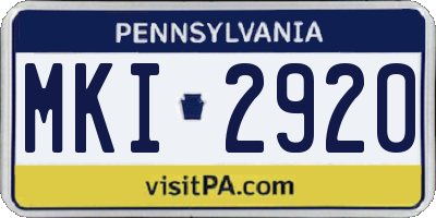PA license plate MKI2920