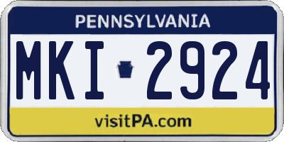 PA license plate MKI2924