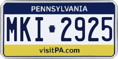 PA license plate MKI2925