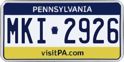PA license plate MKI2926