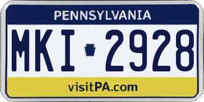 PA license plate MKI2928