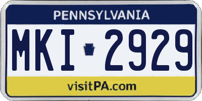 PA license plate MKI2929