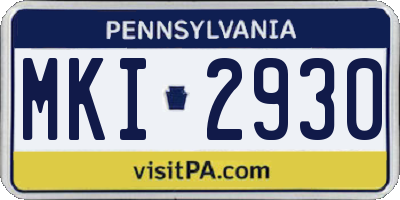 PA license plate MKI2930