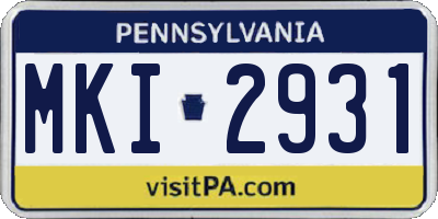 PA license plate MKI2931