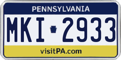 PA license plate MKI2933