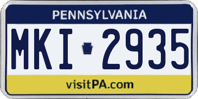 PA license plate MKI2935