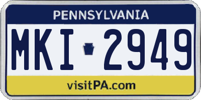 PA license plate MKI2949