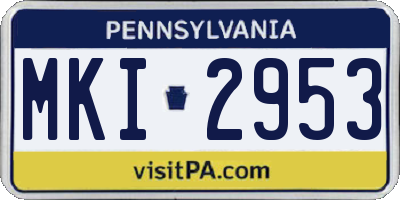 PA license plate MKI2953