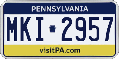 PA license plate MKI2957