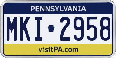 PA license plate MKI2958