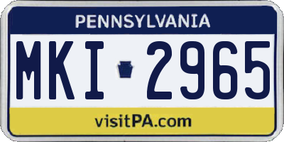 PA license plate MKI2965