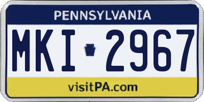 PA license plate MKI2967