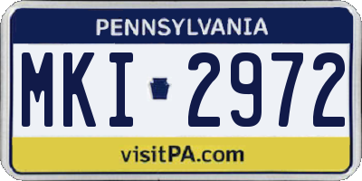 PA license plate MKI2972