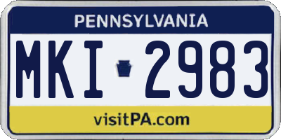 PA license plate MKI2983