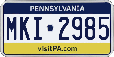 PA license plate MKI2985