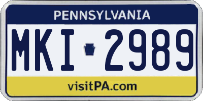 PA license plate MKI2989