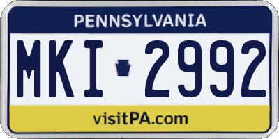 PA license plate MKI2992