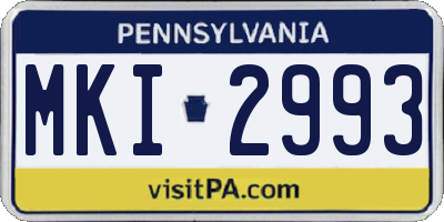 PA license plate MKI2993