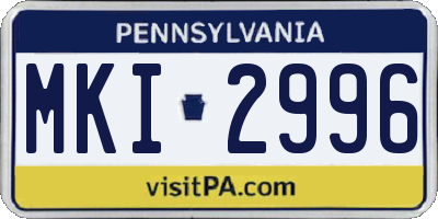 PA license plate MKI2996
