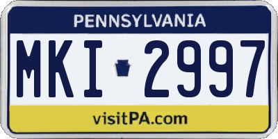 PA license plate MKI2997